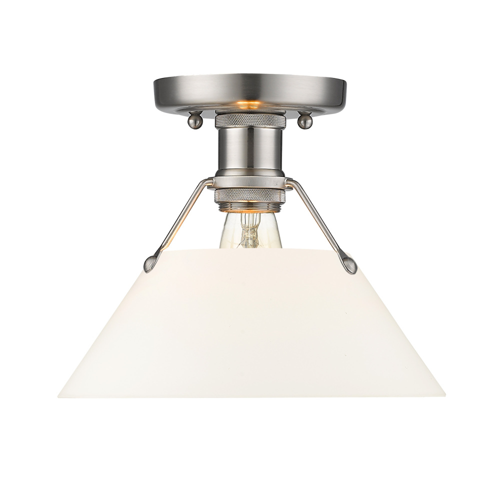 Yep by Golden Lighting Orwell 1-light Flush Mount in Pewter and Opal Glass